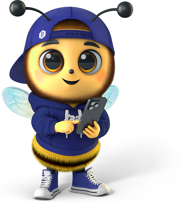 Mascote Zaaz com celular